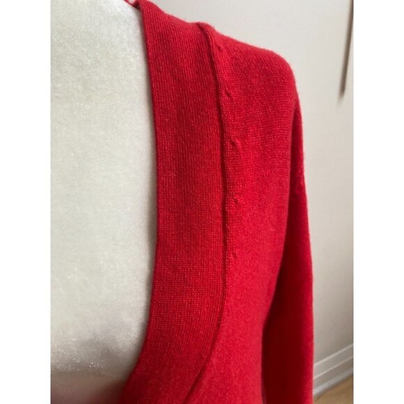 MERYLL Rogge BNWOT womens cashmere draped cutout red cardigan NEW button up - Picture 6 of 9
